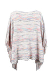 Round Neck Fringe Detail Sleeve Poncho - Trendsi - Flyclothing LLC