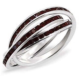 Alamode High-Polished 925 Sterling Silver Ring with Top Grade Crystal in Garnet - Alamode - Flyclothing LLC