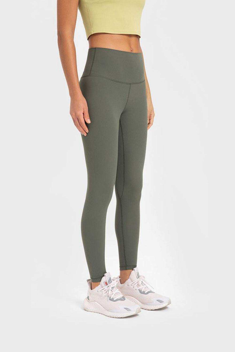 Highly Stretchy Wide Waistband Yoga Leggings - Trendsi - Flyclothing LLC
