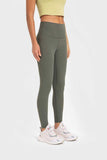 Highly Stretchy Wide Waistband Yoga Leggings - Trendsi - Flyclothing LLC