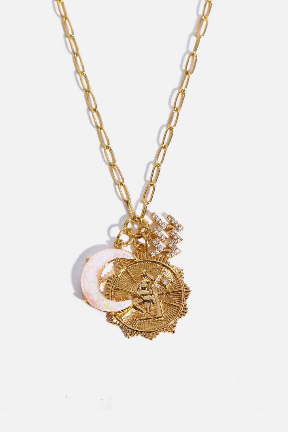 Constellation and Moon Pendant Copper Necklace - Trendsi - Flyclothing LLC