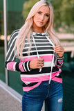 Striped Drawstring Detail Long Sleeve Hoodie - Trendsi - Flyclothing LLC