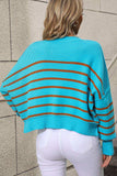 Striped Dropped Shoulder Round Neck Pullover Sweater - Trendsi - Flyclothing LLC