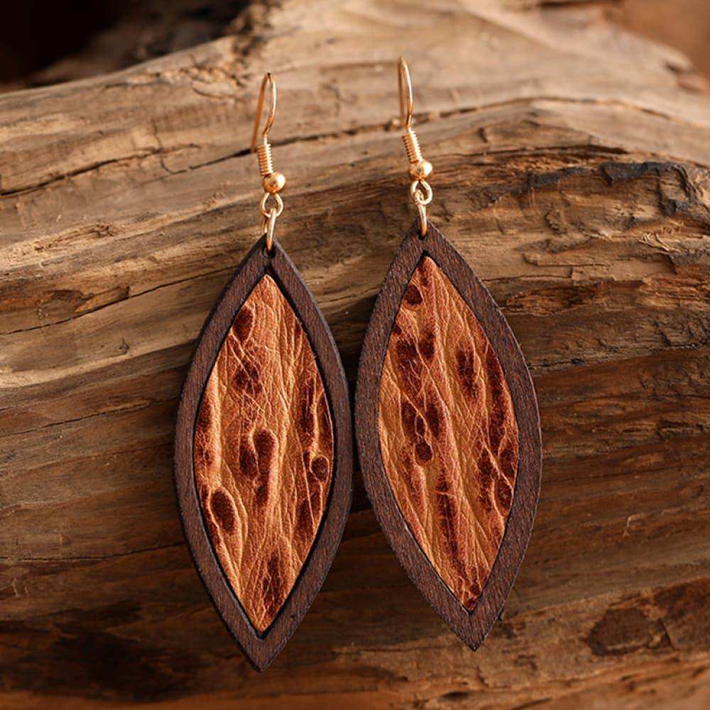 Geometrical Shape Wooden Dangle Earrings - Trendsi - Flyclothing LLC
