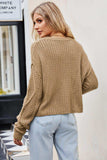 Cable-Knit Round Neck Dropped Shoulder Sweater - Trendsi - Flyclothing LLC