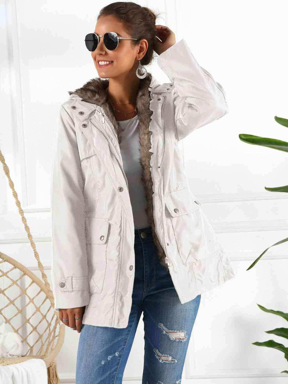 Full Size Hooded Jacket with Detachable Liner (Three-Way Wear) - Trendsi - Flyclothing LLC