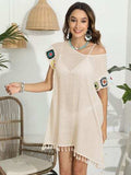 Tassel Boat Neck Flutter Sleeve Cover Up - Trendsi - Flyclothing LLC