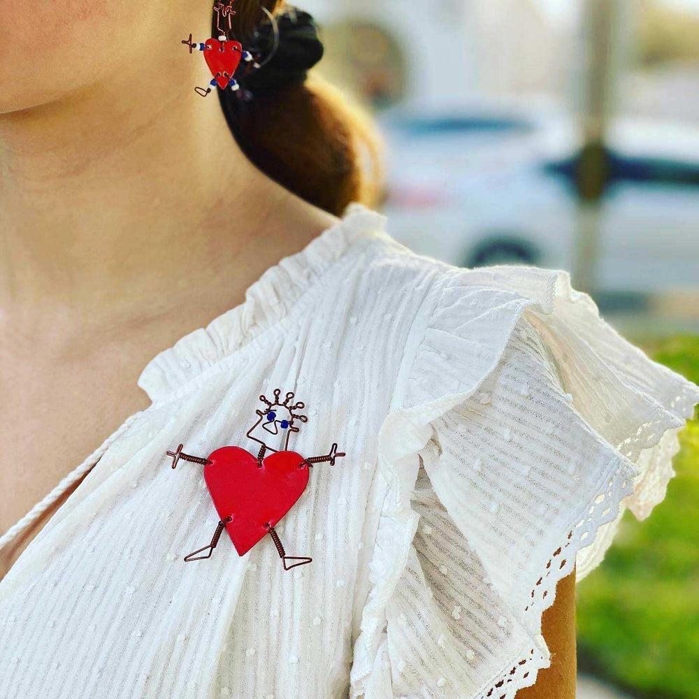 Set of 10 Dancing Girl Heart Body Pins in Red - Creative Alternatives - Creative Alternatives - Flyclothing LLC