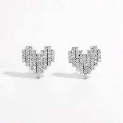 925 Sterling Silver Inlaid Zircon Heart Stud Earrings - Trendsi - Flyclothing LLC