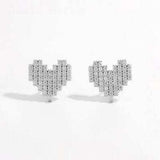 925 Sterling Silver Inlaid Zircon Heart Stud Earrings - Trendsi - Flyclothing LLC