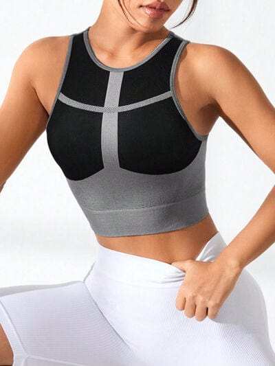 Color Block Round Neck Active Tank - Trendsi - Flyclothing LLC