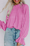 Round Neck Flounce Sleeve Blouse - Trendsi - Flyclothing LLC