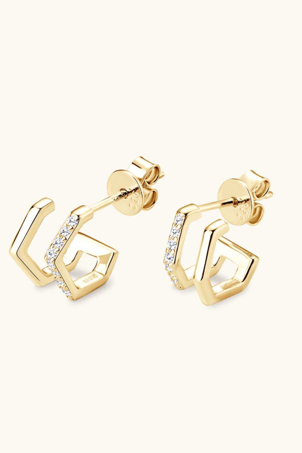 Moissanite 925 Sterling Silver Double-Layered Earrings - Trendsi - Flyclothing LLC