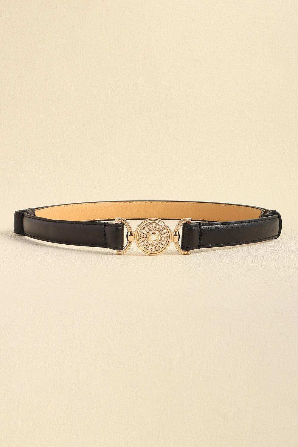 Rhinestone Decor PU Leather Belt - Trendsi - Flyclothing LLC