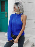Cable-Knit Round Neck Asymmetrical Sweater - Trendsi - Flyclothing LLC
