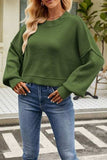 Round Neck Dropped Shoulder Sweater - Trendsi - Flyclothing LLC