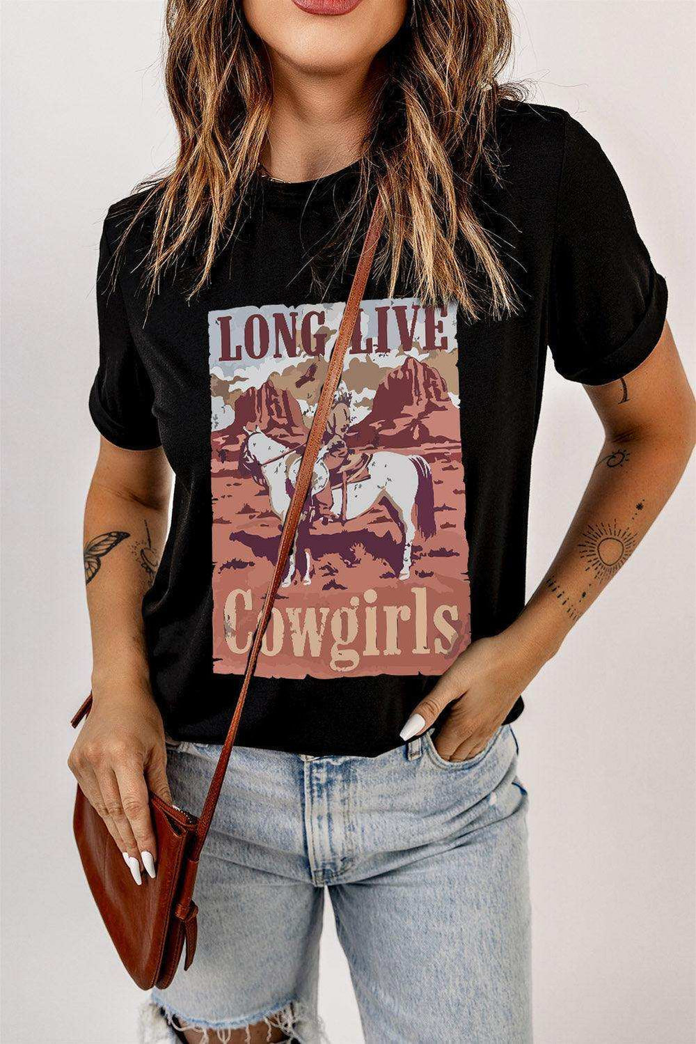 LONG LIVE COWGIRLS Graphic Tee - Trendsi - Flyclothing LLC
