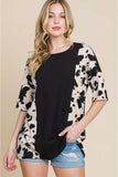 BOMBOM Rodeo Love Ribbed Animal Contrast Tee - Trendsi - Flyclothing LLC