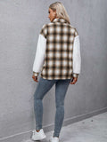Plaid Collared Neck Button Down Jacket - Trendsi - Flyclothing LLC