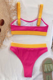 Color Block Scoop Neck Bikini Set - Trendsi - Flyclothing LLC