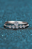 Moissanite 925 Sterling Silver Two-Piece Ring Set - Trendsi - Flyclothing LLC