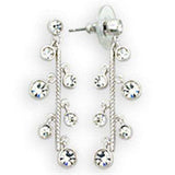 Alamode High-Polished 925 Sterling Silver Earrings with Top Grade Crystal in Clear - Alamode - Flyclothing LLC