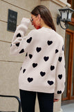 Heart Pattern Lantern Sleeve Round Neck Tunic Sweater - Trendsi - Flyclothing LLC