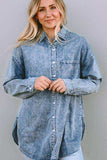 Button Up Dropped Shoulder Denim Top - Trendsi - Flyclothing LLC