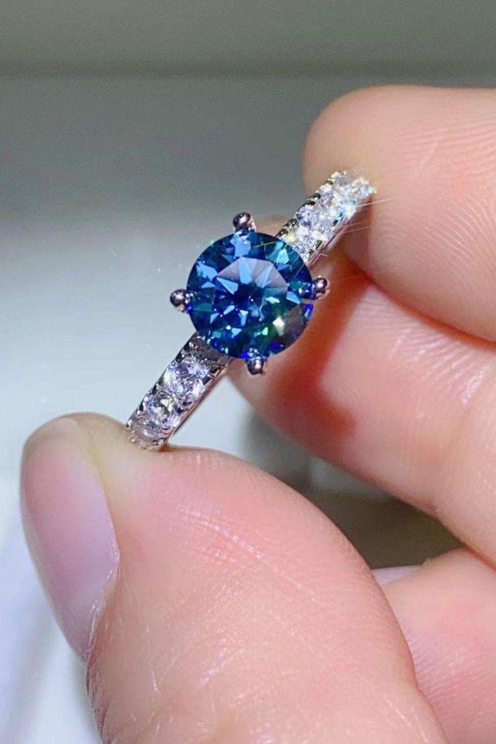 Future Style 1 Carat Moissanite Side Stone Ring - Trendsi - Flyclothing LLC