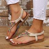 Beaded PU Leather Open Toe Sandals - Trendsi - Flyclothing LLC