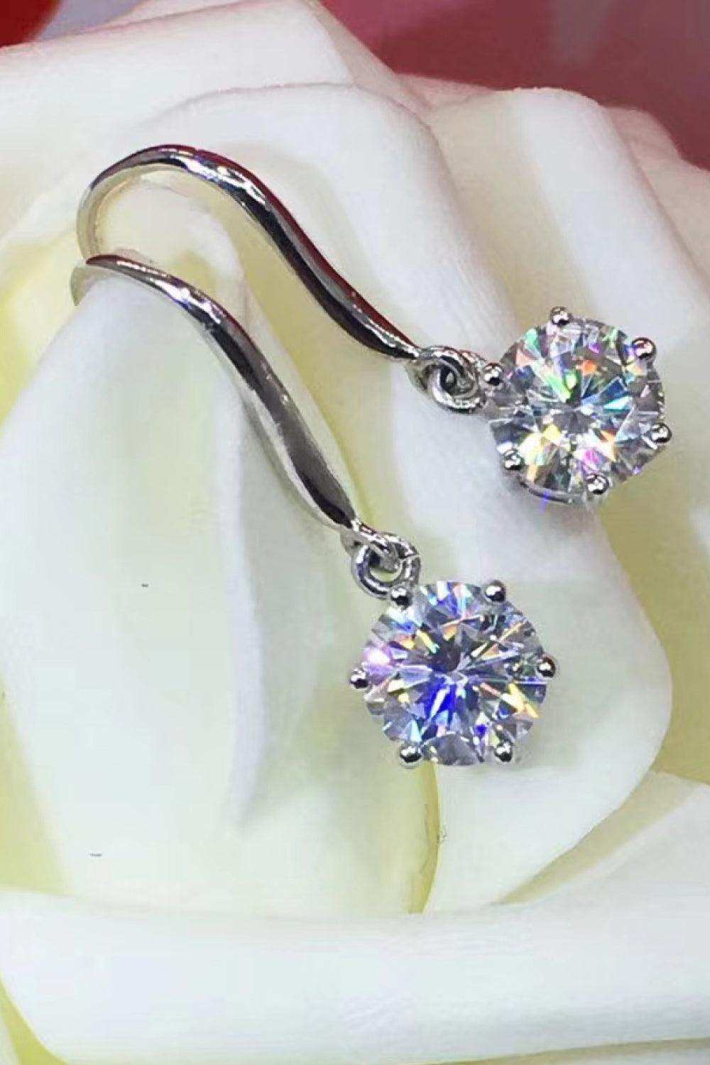 2 Carat Moissanite 6-Prong Drop Earrings - Trendsi - Flyclothing LLC