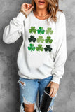 Lucky Clover Round Neck Dropped Shoulder Sweatshirt - Trendsi - Flyclothing LLC