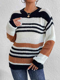 Striped Round Neck Sweater - Trendsi - Flyclothing LLC