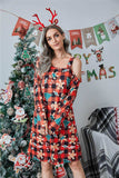 Christmas Asymmetrical Neck Long Sleeve Dress - Trendsi - Flyclothing LLC