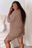 Basic Bae Full Size Soft Rayon Three-Quarter Sleeve Top and Shorts Set - Trendsi - Flyclothing LLC