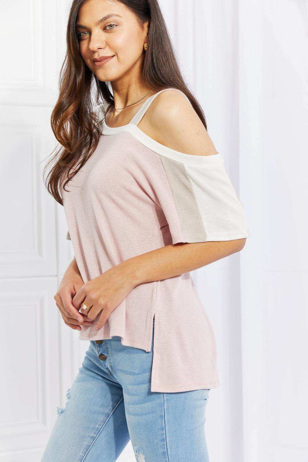 Andree by Unit Full Size Something Simple Cold Shoulder Tee - Trendsi - Flyclothing LLC