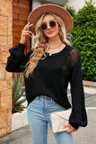 Openwork Round Neck Dropped Shoulder Knit Top - Trendsi - Flyclothing LLC