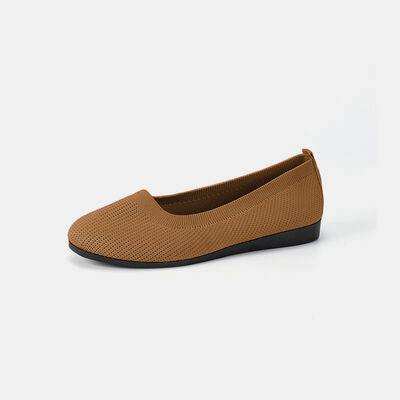 Round Toe Knit Ballet Flats - Trendsi - Flyclothing LLC