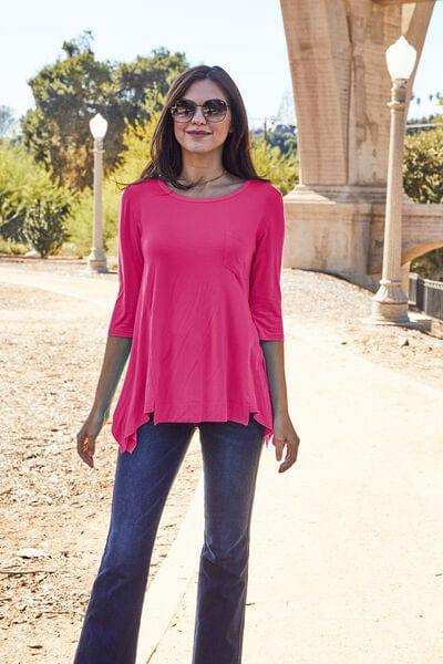 Basic Bae Full Size Round Neck Pocketed T-Shirt - Trendsi - Flyclothing LLC