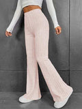 Ribbed High Waist Bootcut Pants - Trendsi - Flyclothing LLC