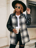 Plaid Button Down Raglan Sleeve Jacket - Trendsi - Flyclothing LLC