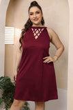Plus Size Cutout Round Neck Sleeveless Dress - Trendsi - Flyclothing LLC