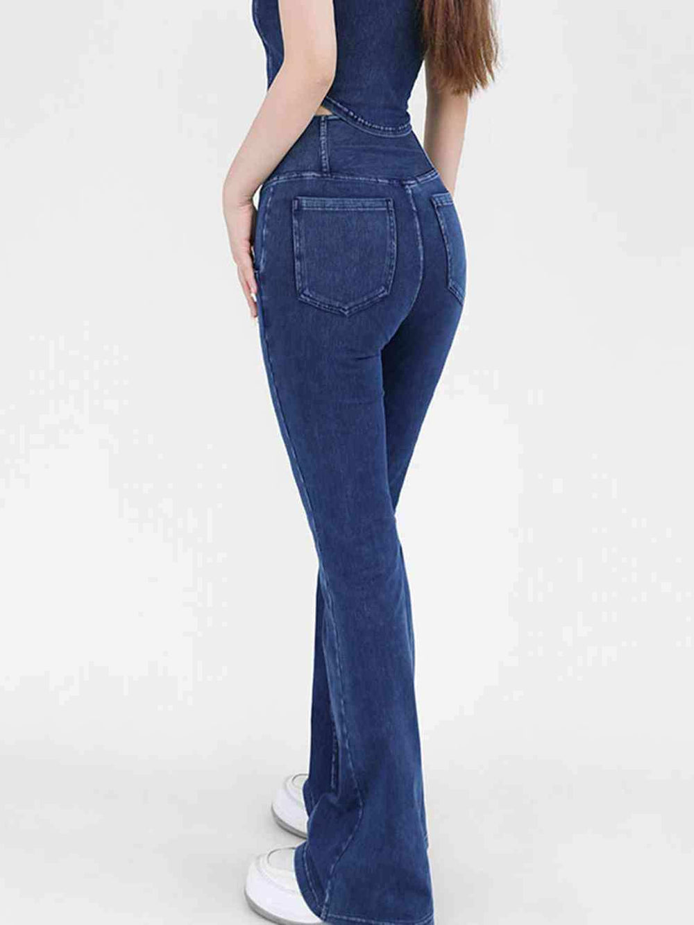 Wide Waistband Bootcut Jeans with Pockets - Trendsi - Flyclothing LLC