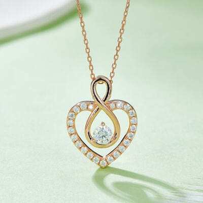 1 Carat Moissanite 925 Sterling Silver Heart Shape Necklace - Trendsi - Flyclothing LLC