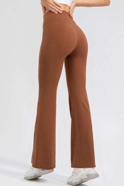 High Waist Straight Active Pants - Trendsi - Flyclothing LLC