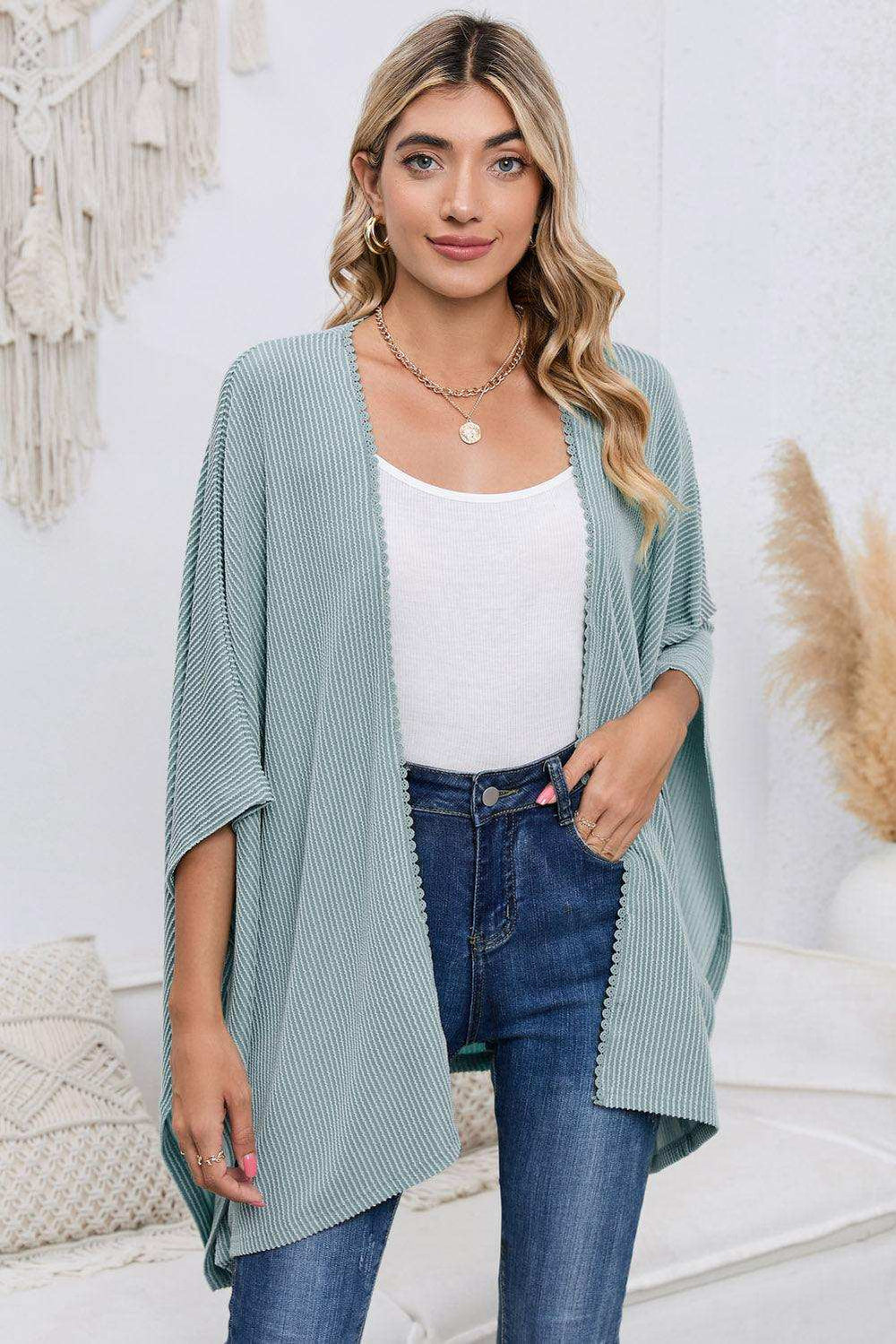 Open Front Dolman Sleeve Cardigan - Trendsi - Flyclothing LLC