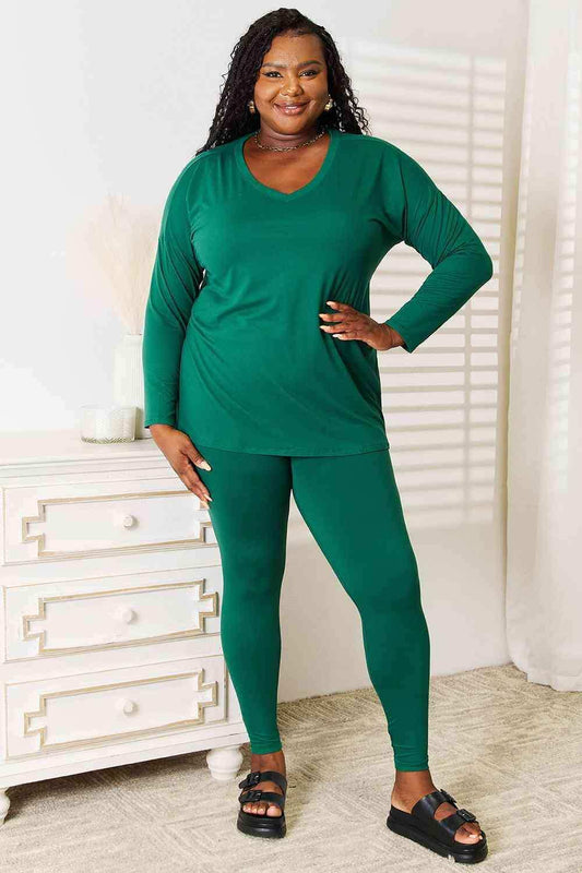 Zenana Lazy Days Full Size Long Sleeve Top and Leggings Set - Trendsi - Flyclothing LLC