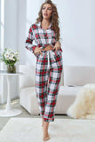 Plaid Button Front Top and Pants Lounge Set - Trendsi - Flyclothing LLC