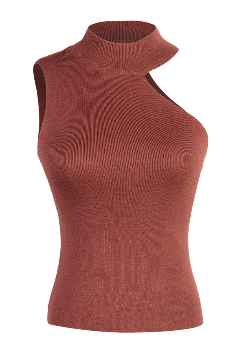 Asymmetrical Sleeveless Rib-Knit Top - Trendsi - Flyclothing LLC