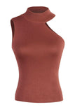 Asymmetrical Sleeveless Rib-Knit Top - Trendsi - Flyclothing LLC